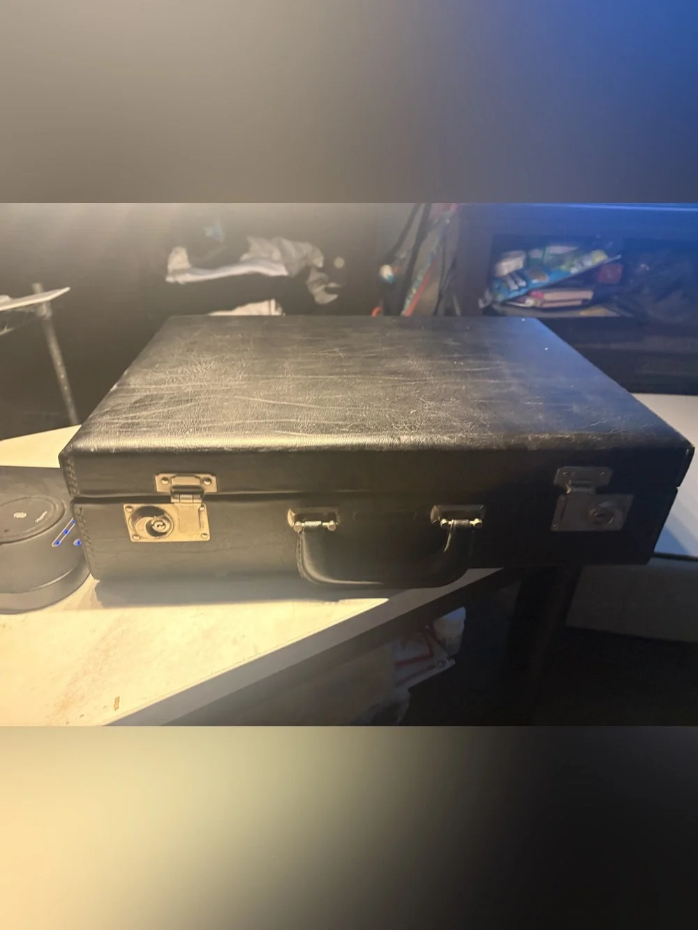 Black Faux Leather Storage Case - Compact Organizer